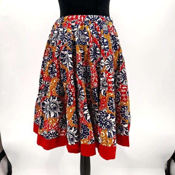 Vtg Moda International Skirt Women M Floral A Line Cotton Preppy Artsy Lagenlook - Picture 8 of 8